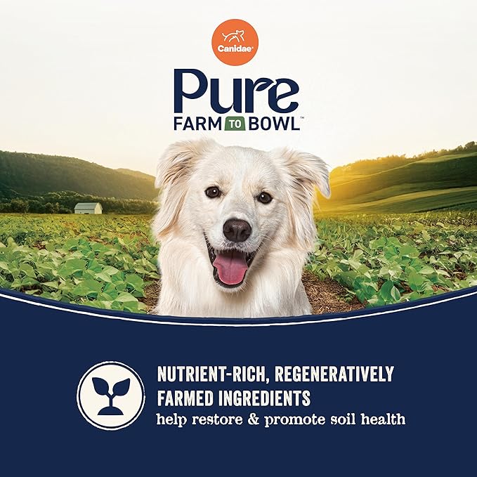 CANIDAE Pure Farm to Bowl Grass-Fed Beef & Barley Dry Dog Food, Adult, 22lb