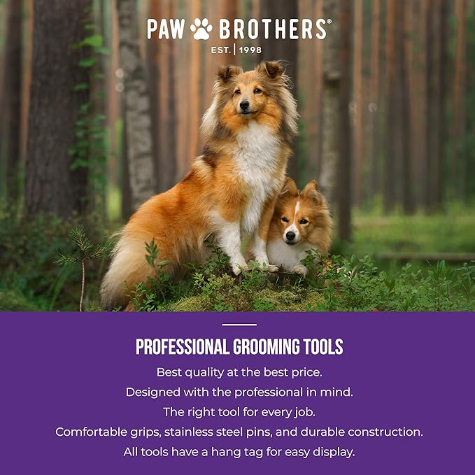 RYAN'S PET SUPPLIES Paw Brothers 8-Blade Dematting Brush, Comb Tool for Dog Grooming, Stainless Steel Blades, Comfort Grip, Gentle on Skin, Doodles, Poodles, Rake for Matted Fur Removal