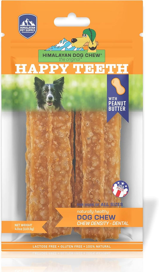 Himalayan Dog Chew Happy Teeth Yak Cheese, Soft Dog Chews, 100% Natural Soft Density Dental Treats, Gluten Free, Safe Treats for Oral Health, Lactose & Grain Free, Protein Rich, (Flavor) 2 Count