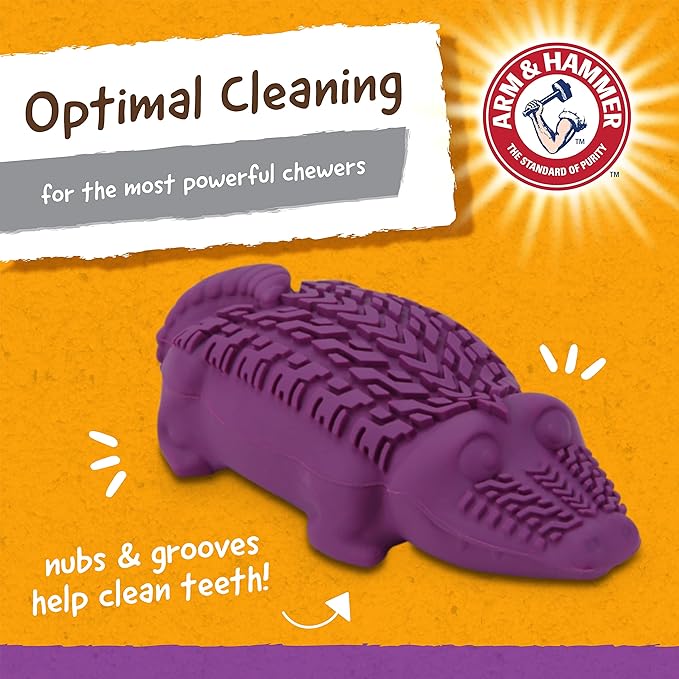 Arm & Hammer for Pets Super Treadz Mini Gator Dental Chew Toy for Dogs Best Dental Dog Chew Toy Dog Dental Chew Toys Reduce Plaque & Tartar Buildup Without Brushing (Pack of 1)