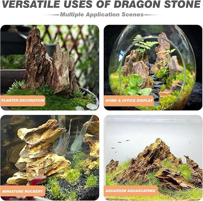 Unocho Aquarium Rocks Natural Dragon Stone seiryu Rocks 20LB Fish Tank Rocks for Aquariums Landscaping Model Tank Decoration-2-8 inches
