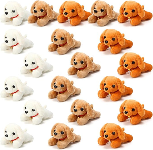 Sosation 20 Pcs Mini Plush Stuffed Puppy Bulk Gift Puppy Party Favor Toy Soft Plush Dog for Kids Christmas Bag Fillers Baby Show Birthday Carnival Prize Party