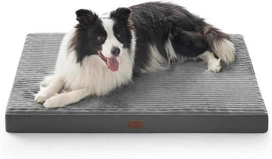 Bedsure XL Dog Bed for Crate - Large Orthopedic Pet Beds with Removable Machine Washable Cover, NOT Waterproof Egg Crate Foam Puppy Pad, Suitable for Pet Up to 80 lbs, 41"x27"