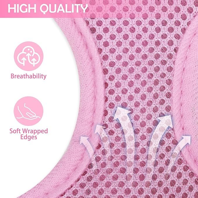 SCENEREAL Puppy Dog Harness with Leash Set for Small Medium Sized Dogs, Soft Mesh Step in Pet Harnesses and Leash, No Chock Plaid Adjustible No Pull Vest for Dogs Cats, Chihuahua,Bulldog (Pink M)