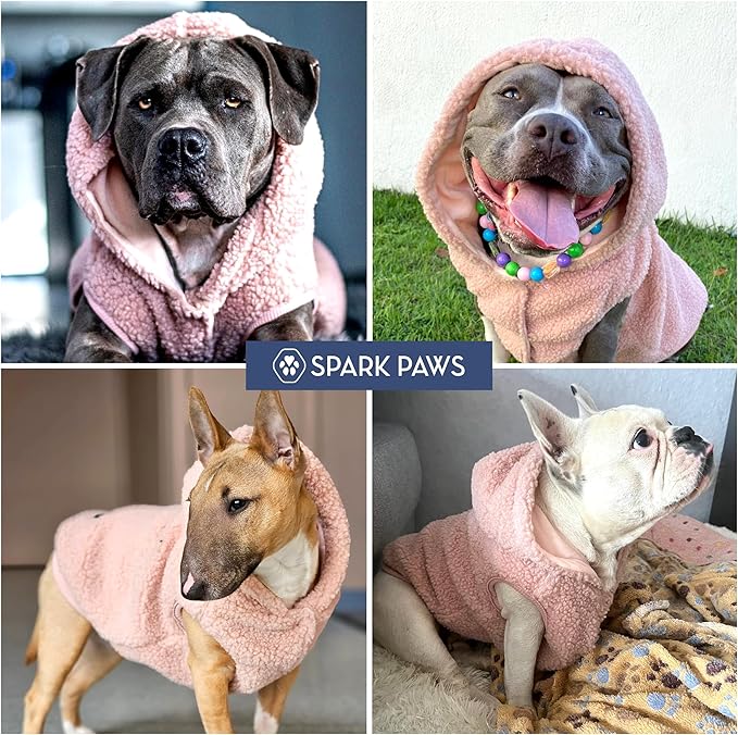 Spark Paws Teddy Dog Sweater, Sherpa Jacket Vest with Warm Fleece Lining, Winter Coat Suitable for Small Medium Large XL XXL Breeds - Pink - XL