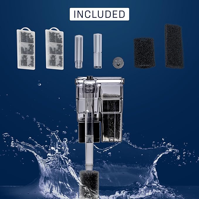 Mighty Aquarium Hang On Back Filter - Aquarium HOB Filter - Adjustable Fish Tank Filter - Aquarium Filters - Nano Aquarium Filter - Fish Aquarium Filter - Hang On Back Aquarium Filter (2-5 Gallons)