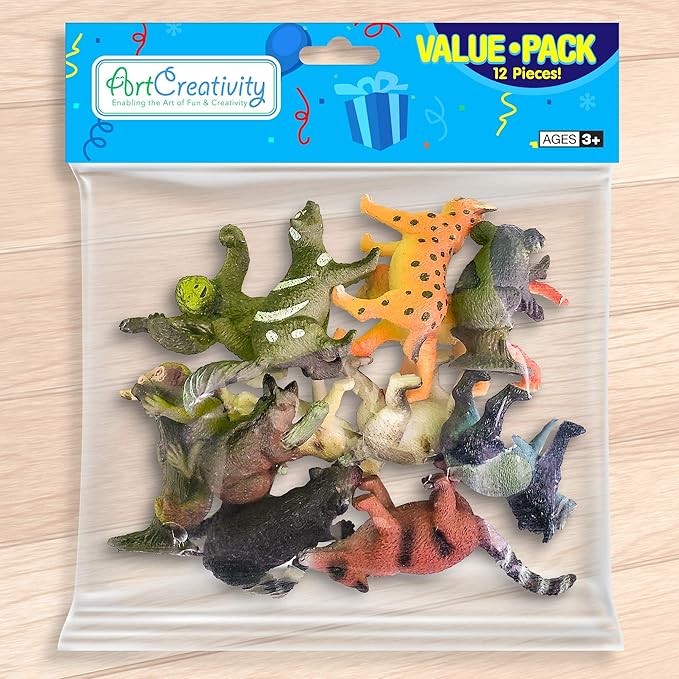 ArtCreativity Rainforest Figurines Toys Set - 12 Pack - Mini Plastic Jungle Rain Forest Figures for Kids and Toddlers - Birthday Party Favors, Giveaways, Goody Bag Fillers, for Boys and Girls