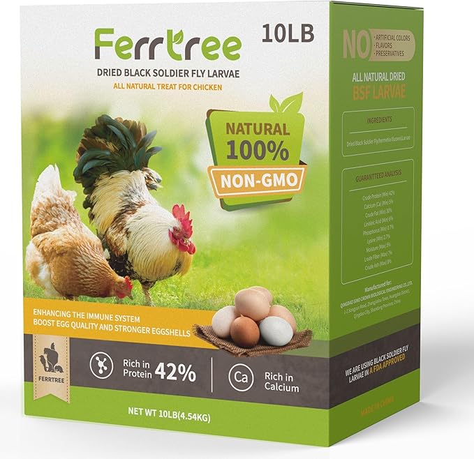 10LB Dried Worms Black Soldier Fly Larvae for Chickens, 100% Natural Worms Grubs 85x Calcium Than Mealworms High Protein, Tasty and Healthy Treats for Chickens Birds Ducks
