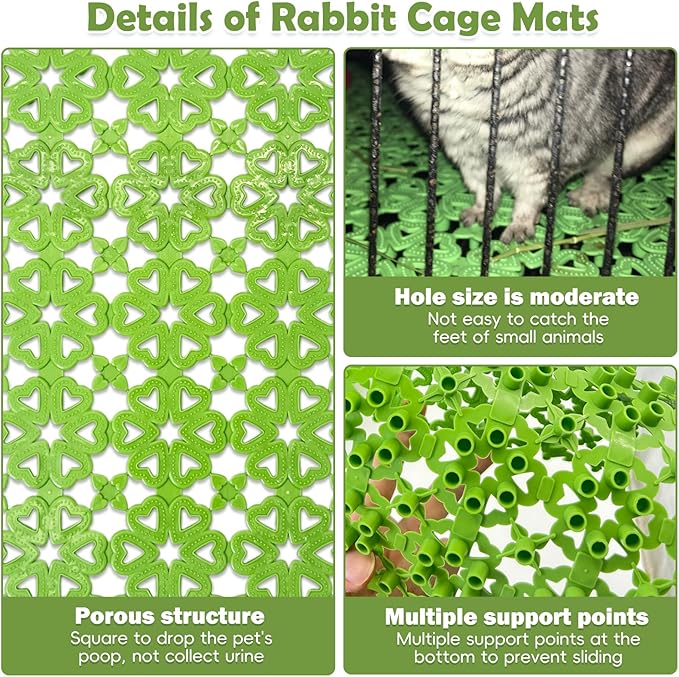kathson 16PCS Rabbit Feet Pad Plastic Cage Mat Floor Mats Bunny Hole Leak Water Pads for Pet Cats Dogs Hamster Rat Chinchilla Guinea Pig and Other Small Animals