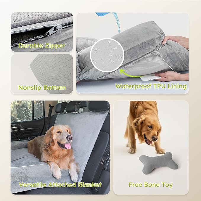XXL Dog Beds for Extra Large Dogs, Giant Orthopedic Dog Sofa with Cooling Gel Memory Foam, Waterproof Pet Bed with Removable Washable Cover, 53" Pet Sofa Couch Dutch Velvet with Blanket Bone Toy
