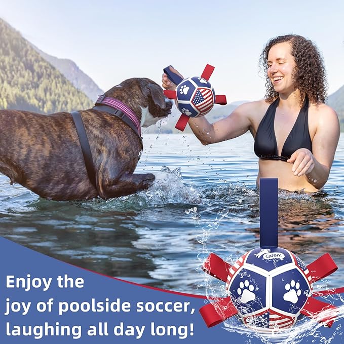QDAN Dog Toys Puppy Balls, Soccer Ball with Straps, Durable Dog Balls for Small Dogs (5 Inch)