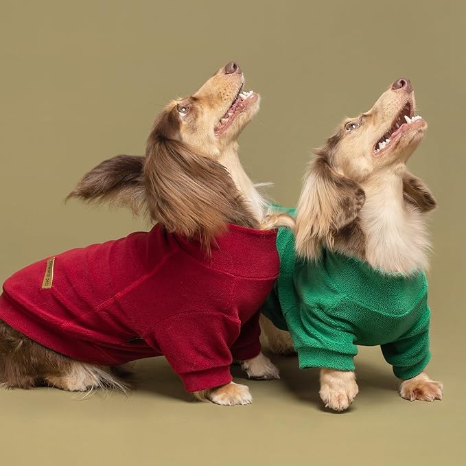 Fitwarm 3 Pack Classic Fleece Dog Sweater, Christmas Dog Winter Clothes for Small Dogs Boy Girl, Holiday Pet Apparel, Burgundy Red, Green, Navy Blue, Medium