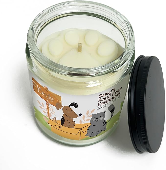 9oz Pet Odor Eliminator Deodorizer Candle, Long-Lasting Unscented, Non Toxic, Scentless Natural Plant-Based Wax Blend