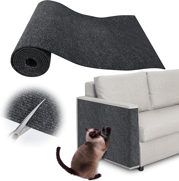 Cat Furniture Protector - 118" x 15.8" Trimmable Self-Adhesive Couch Scratch Protector from Cats, Cat DIY Climbing Couch Protector for Scratch Post Cat Tree Shelves Wall Indoor (Dark Gray)