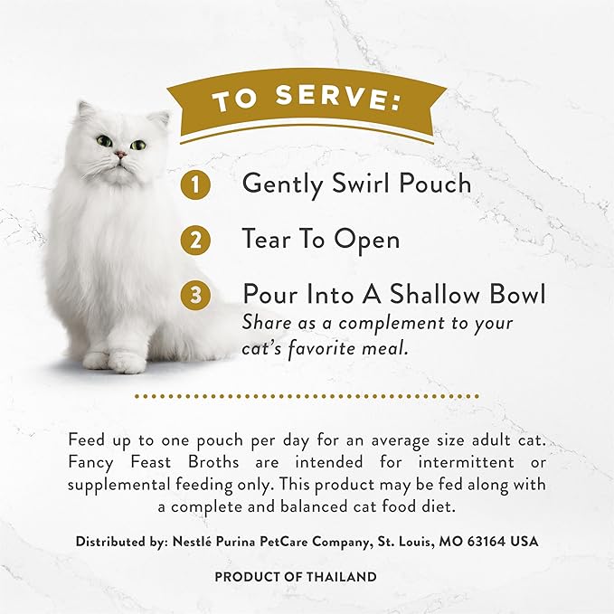 Purina Fancy Feast Broth Complement Chicken and Seafood Lickable Grain Free Wet Cat Food Variety Pack - (Pack of 20) 1.4 oz. Pouches