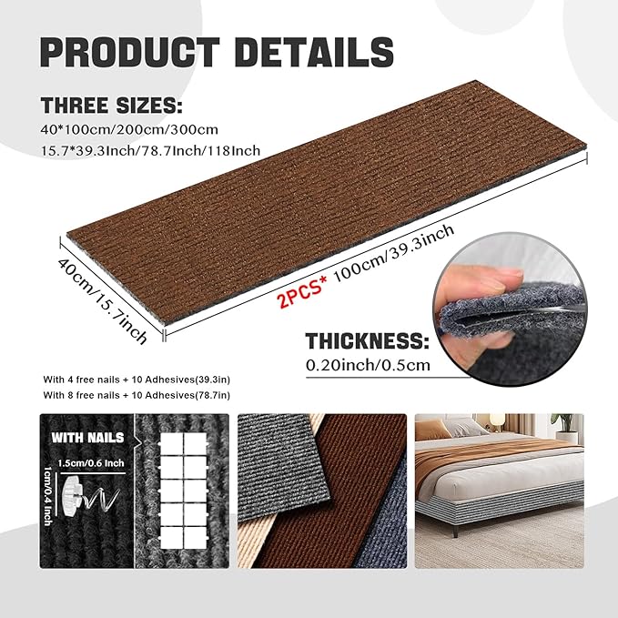 Cat Scratch Couch Furniture Protector, Adhesive Cat Scratch Pad Deterrent for Furniture, DIY Climbing Cat Scratcher Couch Protector from Cat Claws Scratching for Indoor (Brown,78.7x15.8In)