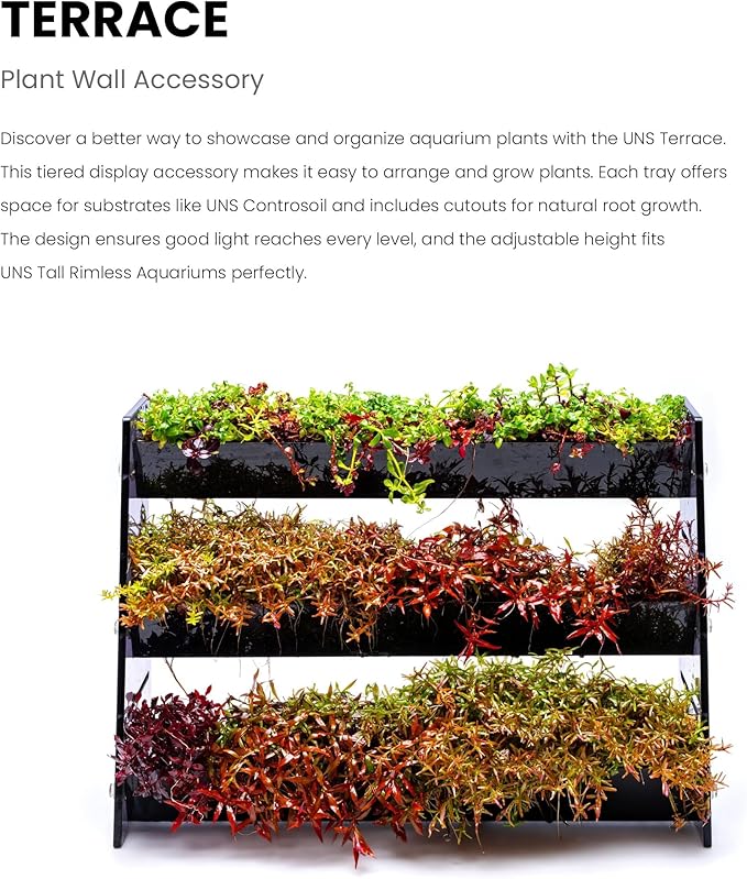 Ultum Nature Systems Terrace - Freshwater Aquarium Plant Wall, Live Plant Holder for Fish Tanks, Hang on Back, Adjustable, Expandable - 30