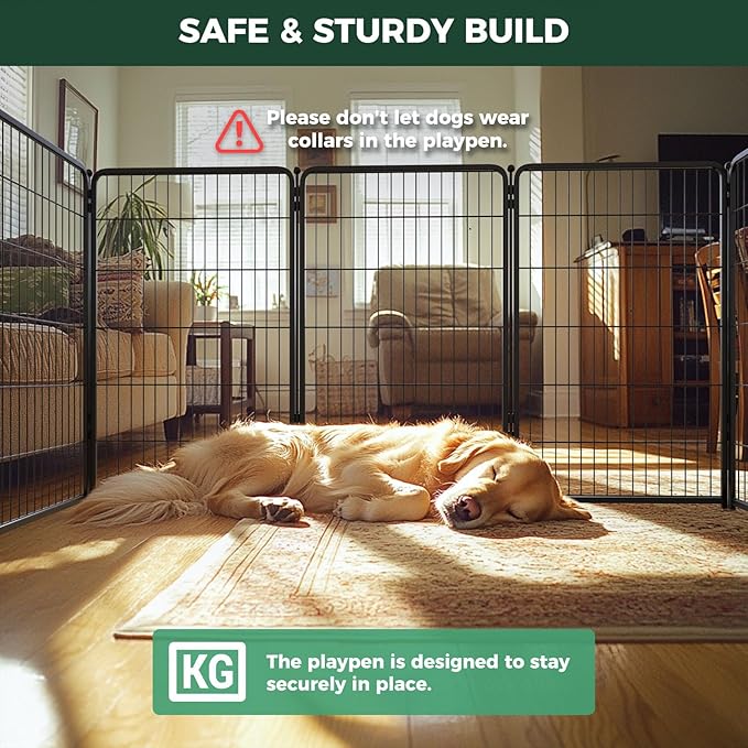FXW Homeplus Unleashed Indoor Dog Playpen - Stress-Free and Safe Play, Heavy Duty 45 Inch 12 Panels Dog Pen for Large Dogs, Black│Patented