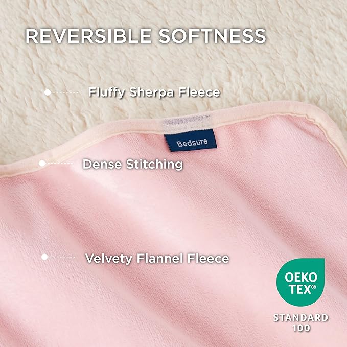 Bedsure Waterproof Blanket for Bed - Sherpa Fleece Waterproof Dog Blankets for Large Dogs, Pet Blankets for Bed/Couch/Dog Crate, Soft Plush Reversible Furniture Protector, Twin Size, 80"x60", Pink