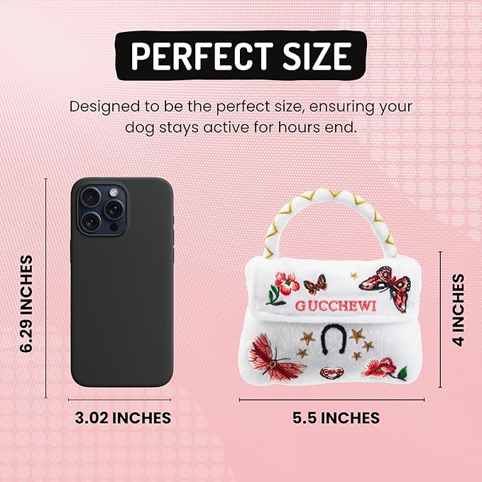 Dog Diggin Designs Runway Pup Collection | Unique Squeaky Parody Plush Dog Toys – Haute Couture Purses & Handbags