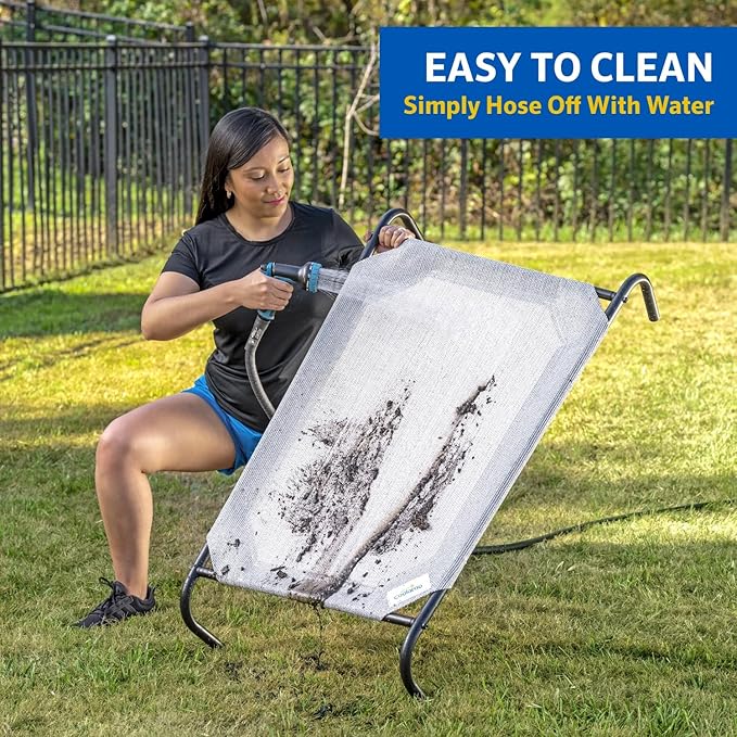 Coolaroo Original Elevated Dog Bed - Breathable Off-The-Ground Pet Bed with Cooling Fabric, Joint Relief & Moisture-Resistant Fabric, 100% Recyclable, Easy Clean, Gray, Extra Large