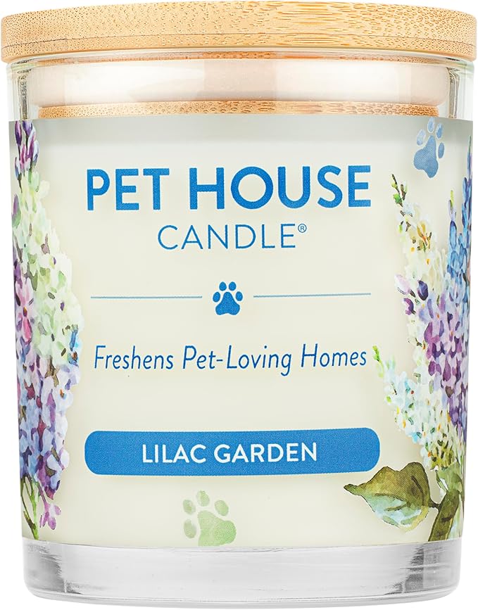 Pet House Candles, Plant-Based, Long Lasting, Clean Burning Scented Pet Odor Candles - Lilac Garden