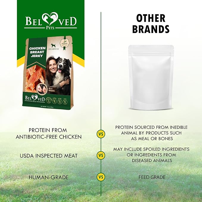Beloved Pets Chicken Jerky Dog Treats 10.6 OZ - All Natural and Healthy Snacks for Large & Small Dogs - Grain Free and High Protein Meat - Human Grade Pet Chews