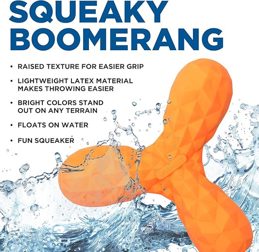 Playology Hound2O Dog Toys | Squeaky Boomerang Floating Toy for Dogs | Orange Outdoor Toy - Easy to Clean and Made from Non Toxic Materials