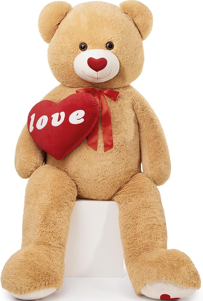 MorisMos Love Heart Giant Teddy Bear 5ft, I Love You Huge Bear Plush for Girlfriend, Jumbo 5 Foot Stuffed Animal Gifts for Boyfriend, Lover on Valentines, Anniversary, Birthday