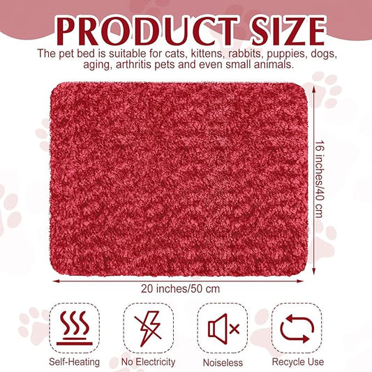 4 Pack Self Warming Cat Bed Indoor Self Heating Dog Cat Pad Washable Thermal Pet Kennel Pad Crate Bed Mat Reflect Body Heat for Outdoor (Red,16 x 20 Inch)