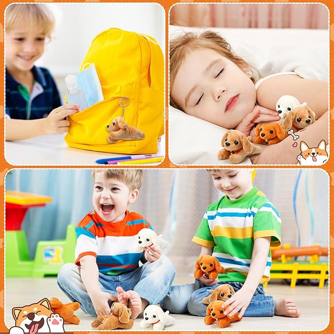 Sosation 20 Pcs Mini Plush Stuffed Puppy Bulk Gift Puppy Party Favor Toy Soft Plush Dog for Kids Christmas Bag Fillers Baby Show Birthday Carnival Prize Party