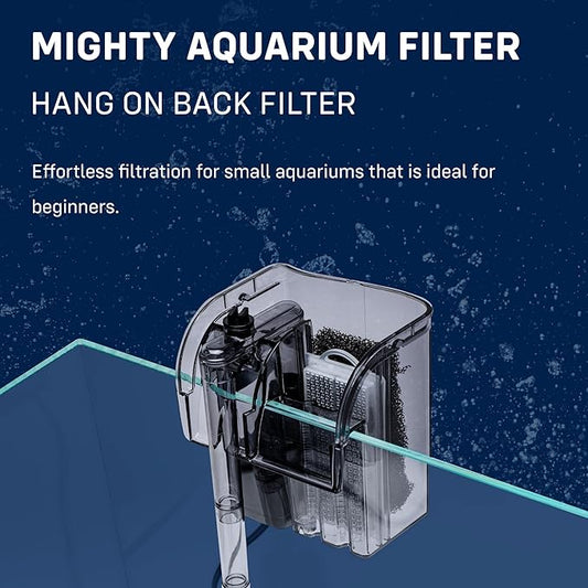 Mighty Aquarium Hang On Back Filter - Aquarium HOB Filter - Adjustable Fish Tank Filter - Aquarium Filters - Nano Aquarium Filter - Fish Aquarium Filter - Hang On Back Aquarium Filter (2-5 Gallons)