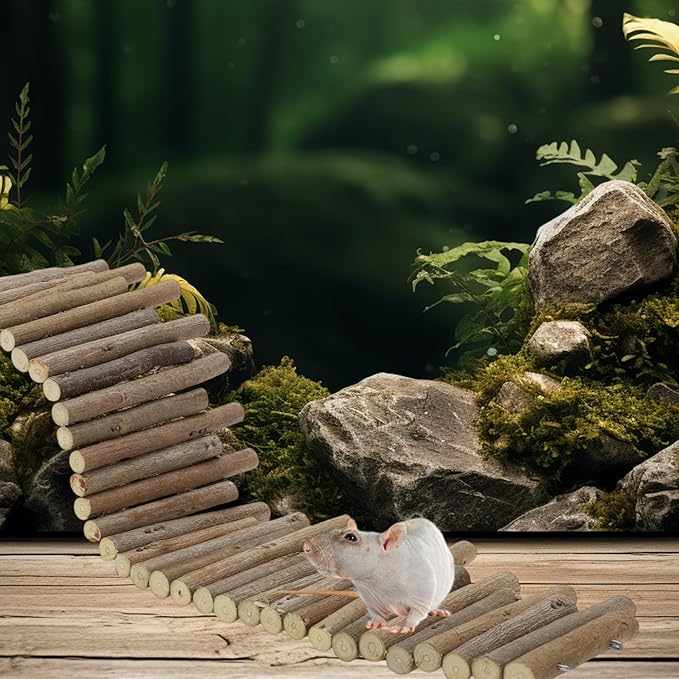 Hamster Toys, Flexible Hamster Wooden Bridge, 11.8In Hamster Fence, Hamster Cage Decor and Platforms, Hamster Cage Accessories(23.62In)