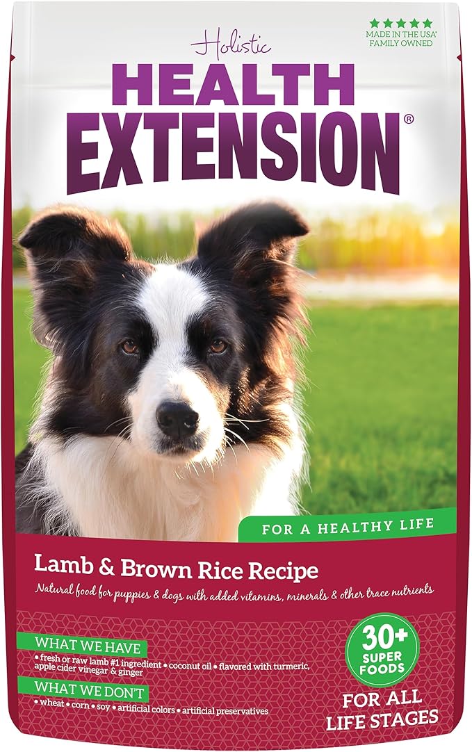 Health Extension Lamb & Brown Rice Dry Dog Food (4 lb / 1.81 kg) - Nutritious Free-Range Lamb Formula with Probiotics, Antioxidants & Omega 3 for Dogs with Sensitive Digestion