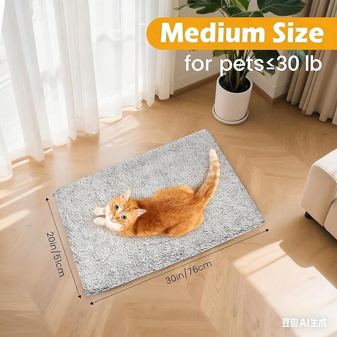 Self Warming Cat Bed, Self Heating Mat for Dog, Extra Warm Thermal Pet Pad with Non-Slip Bottom, Removable Washable Cover for Indoor Outdoor Non Electric (Black, 20x30in)