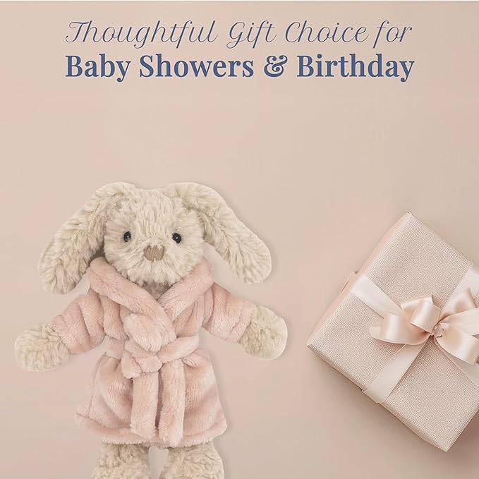 MON AMI Robe The Bunny Plushie – 9" Stuffed Animal Plush Toy for Kids, Soft and Cuddly Bunny Plush Toy, Cute Easter or Birthday Gift, Huggable Toy, Adorable Stuffed Toy for Children