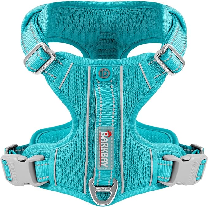 BARKBAY Dog Harness No Pull with ID Tag Pocket - Heavy Duty, Reflective, Easy Control for Large Dogs(Ocean Blue,XL)
