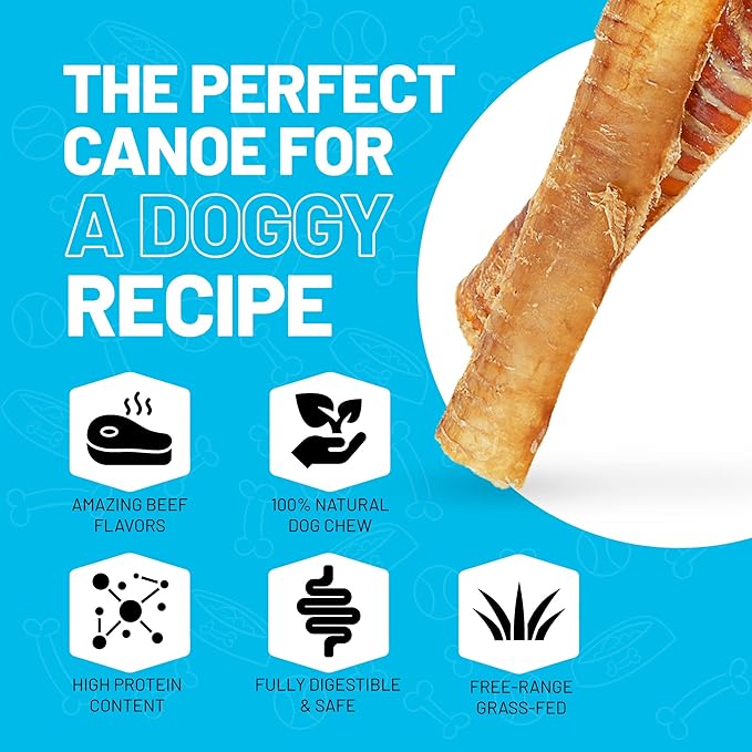 Sitka Farms Beef Trachea Canoes 6" Split Trachea - 50 Count - Doggie Dental Care Healthy Teeth Beef Premium Natural Dog Treats for Small Medium and Large Dogs