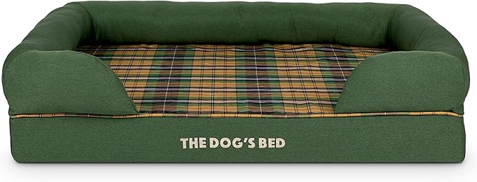 The Dog’s Bed, Large Green Tartan 36x27, Memory Foam, Pain Relief: Arthritis, Hip & Elbow Dysplasia, Post Surgery, Lameness, Supportive, Calming, Waterproof Washable Cover, Veterinary Approved