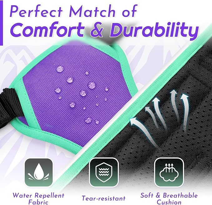 Eagloo Dog Harness for Large Dogs, No Pull Service Vest with Reflective Strips and Control Handle, Adjustable and Comfortable for Walking, No Choke Pet Harness with 2 Metal Rings, Purple & Green, L