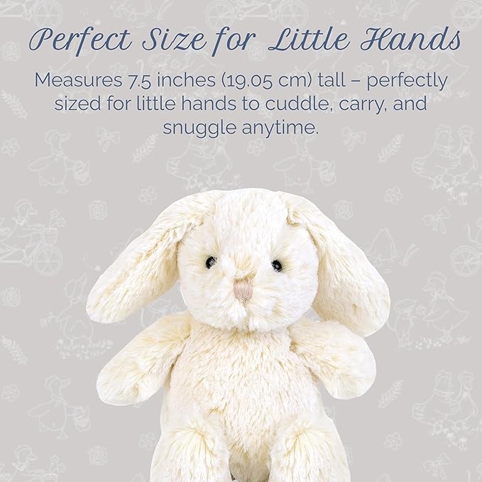 MON AMI Minnie The Bunny Plushie – 7.5” Soft and Cuddly Stuffed Animal Toy for Kids, Cute Easter or Birthday Gift, Huggable Bunny Plush for Children