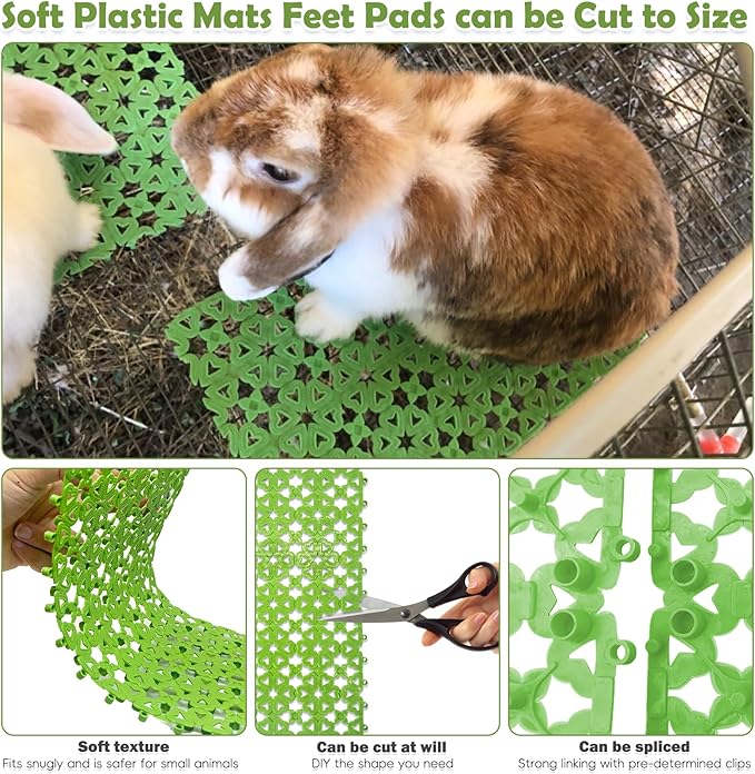 kathson 16PCS Rabbit Feet Pad Plastic Cage Mat Floor Mats Bunny Hole Leak Water Pads for Pet Cats Dogs Hamster Rat Chinchilla Guinea Pig and Other Small Animals