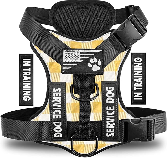Demigreat Dog Service Harness, Reflective Vest with 5 Patches, Adjustable, Soft Oxford, Inner Mesh, Prevent Pulling & Choke, Easy Control for Dogs