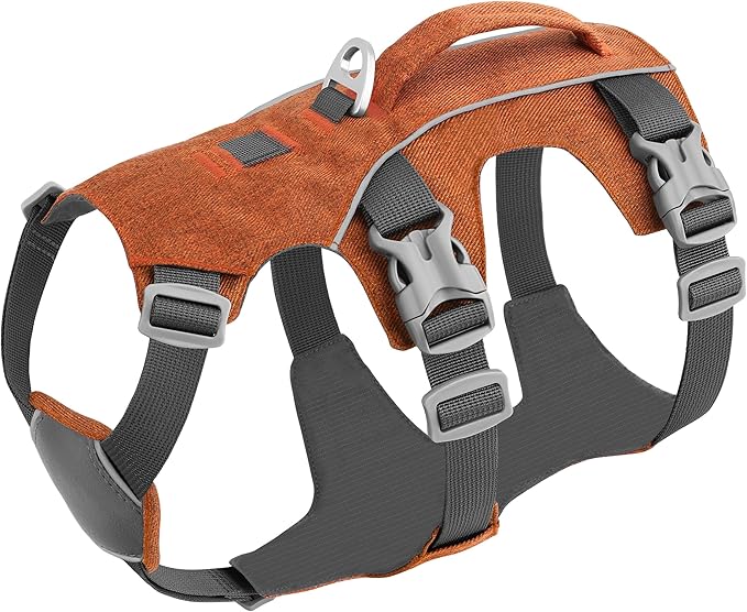 Escape Proof Dog Harness Medium Sized Dog, Reflective No Pull Dog Vest with Handle, Lightweight Full Body Pet Harness Adjustable for Walking,Training(Blue,Chest:17-32")