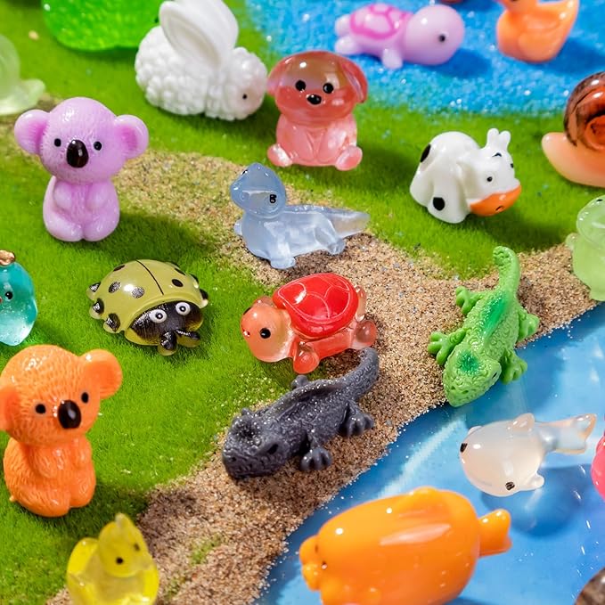120pcs Mini Resin Animals 120 Styles Variety Tiny Animals Figures Miniature Little Small Animal Figurines Bulk for Micro Fairy Garden Landscape Accessories Hide Crafts Decor Aquarium