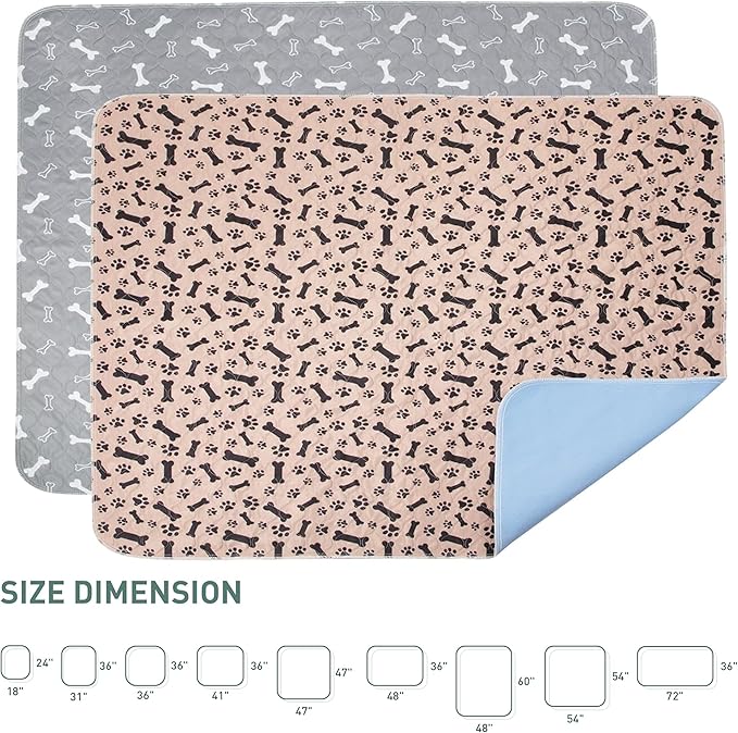 Eterish Reusable Washable Pee Pads for Dogs Large/Extra Large 36'' x 36'' 2 Pack, Absorbent Pet Puppy Dog Training Pads Non-Slip, Waterproof Whelping Potty Pads for Dogs Leak-Proof