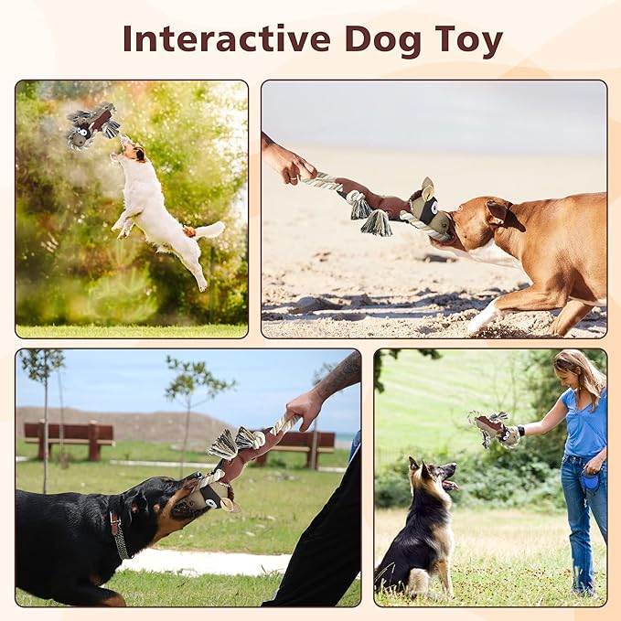 IOKHEIRA Dog Toys for Aggressive Chewers,Tough Indestructible Dog Toys,Squeaky Toys for Large Dogs,Durable Dog Chew Toys (Auburn)