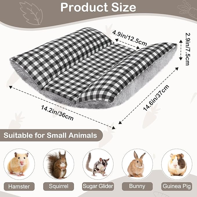 Rabbit Bed 15"X14"Thickened and Soft Bunny Bed Washable Cuddle Cushion Plush Mat Double-Sided Plush Small Pet Flop Mat Cotton Pillow for Rabbit