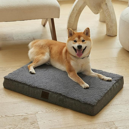 DaysU Dog Bed for Medium Dogs, Orthopedic Dog Beds with Removable Washable Cover, Medium Egg Crate Foam Pet Bed Mat, Dark Grey, Suitable for Dogs Up to 35 Ibs, 35x22x3in