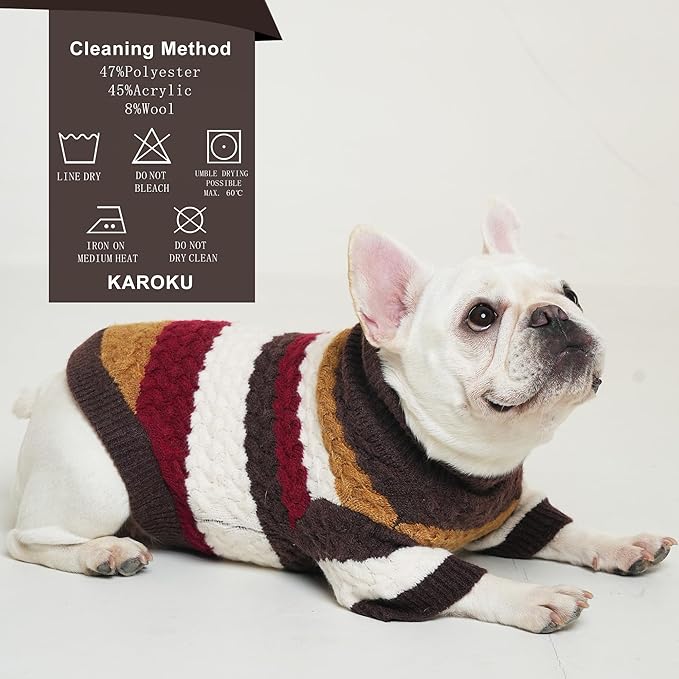 Dog Sweater, Pet Cable Knitted Turtleneck Sweater, Warm Dog Pullover Sweater with Legs for Winter, Thick and High Stretch Pet Clothes for Small, Medium Dogs Boy Girl(Brown, Medium)